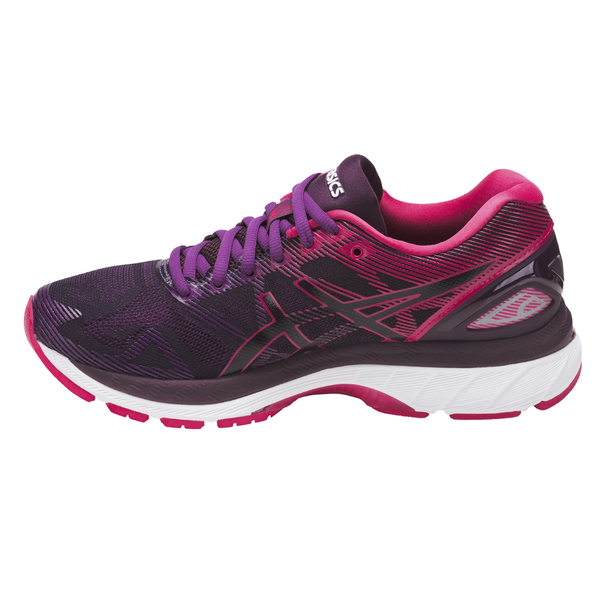 ASICS WOMENS GEL-NIMBUS 19 - BLACK COSMO PINK WINTER BLOOM - Image 3