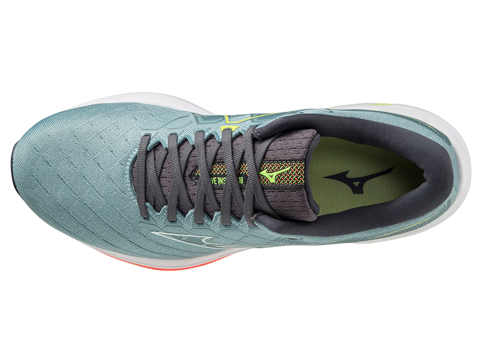 MIZUNO MENS WAVE INSPIRE 18 - SMOKEBLACK WHITE NEONFLAME - Image 11