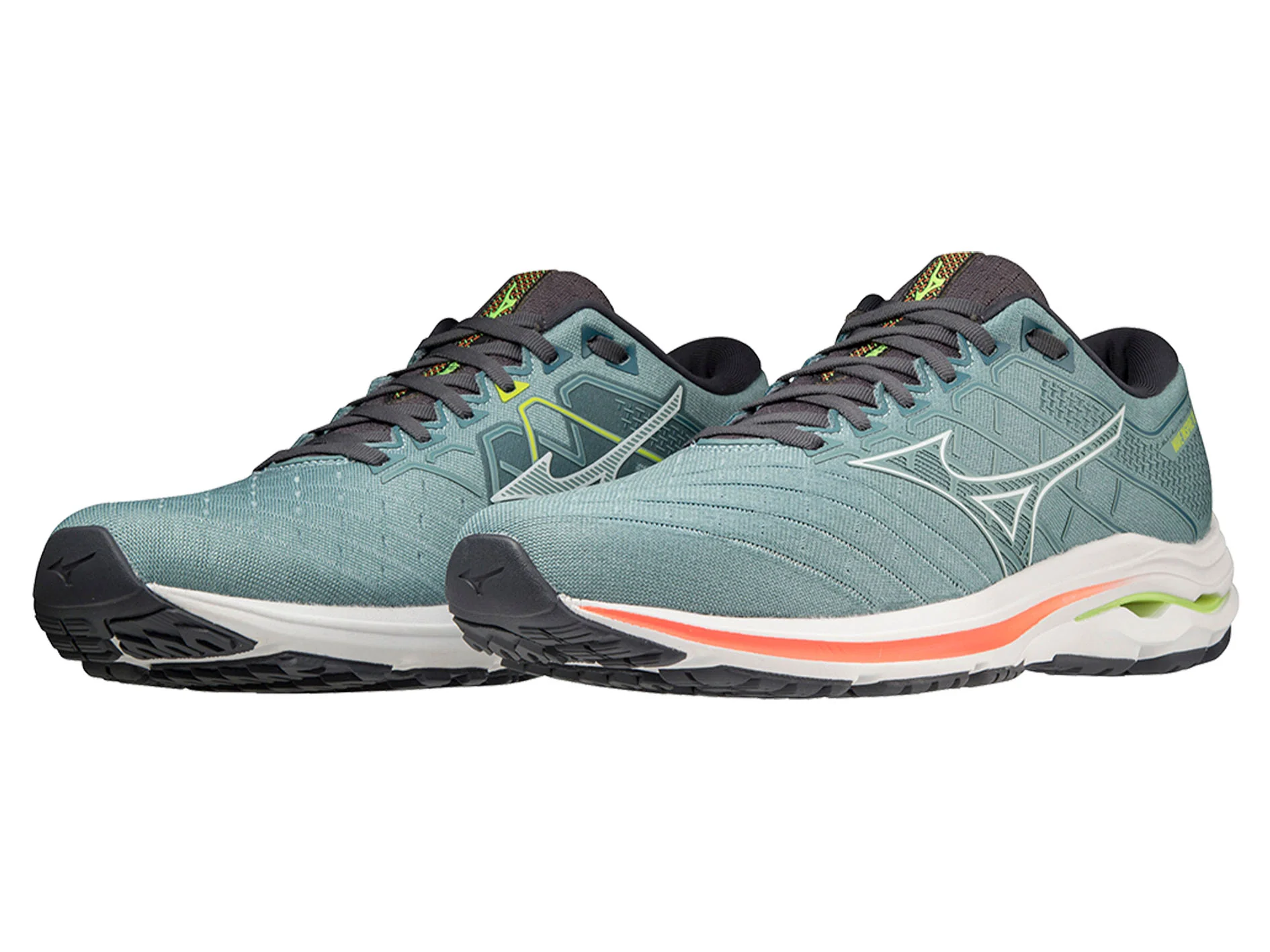 MIZUNO MENS WAVE INSPIRE 18 - SMOKEBLACK WHITE NEONFLAME - Image 3