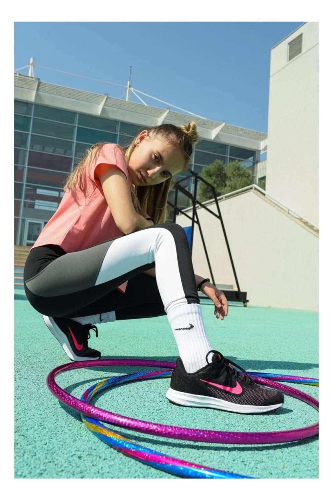 NIKE KIDS NIKE DOWNSHIFTER 9 (GS) - BLACK HYPER PINK WHITE - Image 8