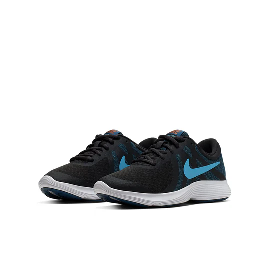 NIKE KIDS NIKE REVOLUTION 4 (GS) - OFF NOIR LT CURRENT BLUE - Image 4