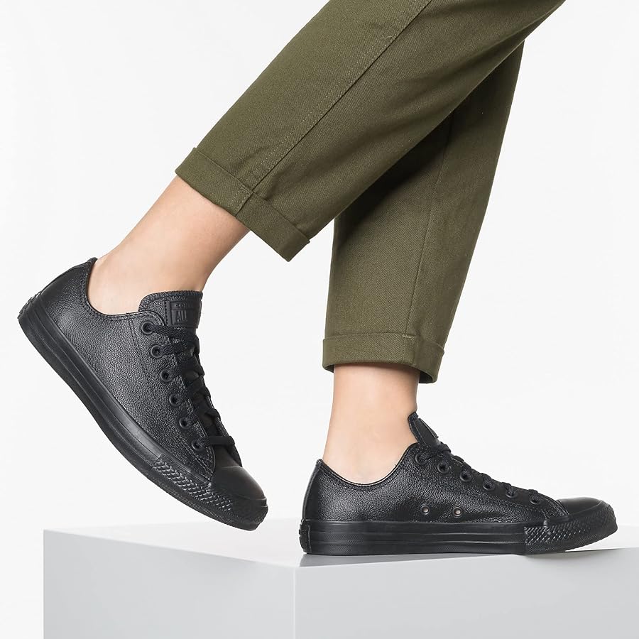 CONVERSE MENS ALL STAR LOW TOP LEATHER - BLACK MONO - Image 8