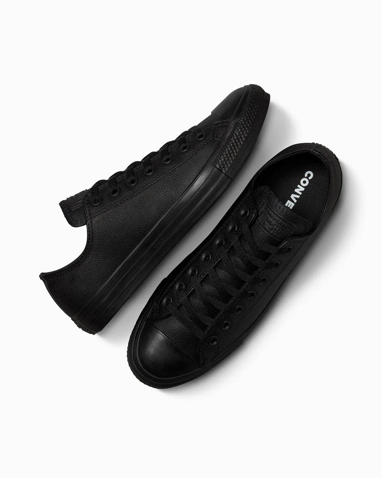 CONVERSE MENS ALL STAR LOW TOP LEATHER - BLACK MONO - Image 12