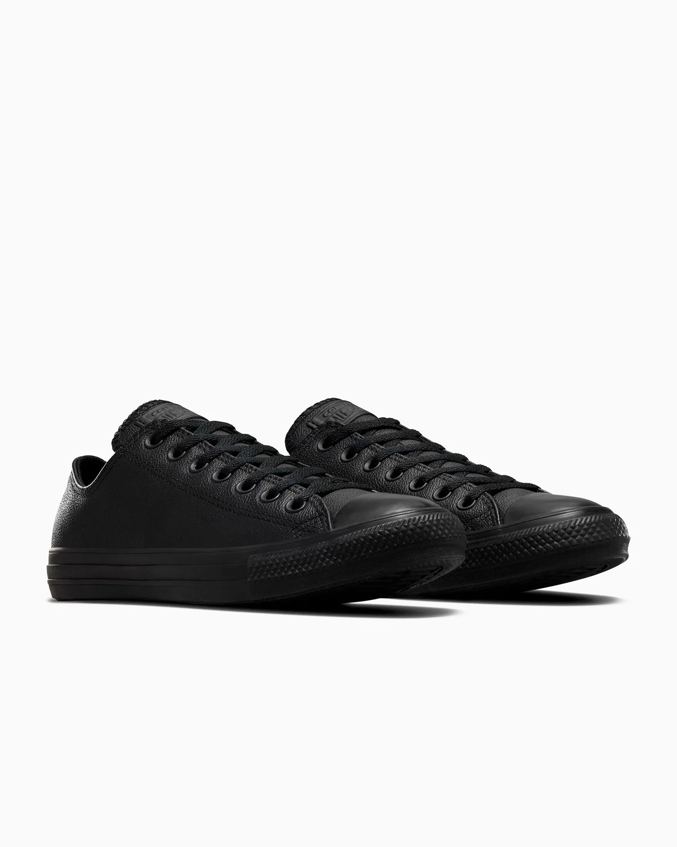 CONVERSE MENS ALL STAR LOW TOP LEATHER - BLACK MONO - Image 2