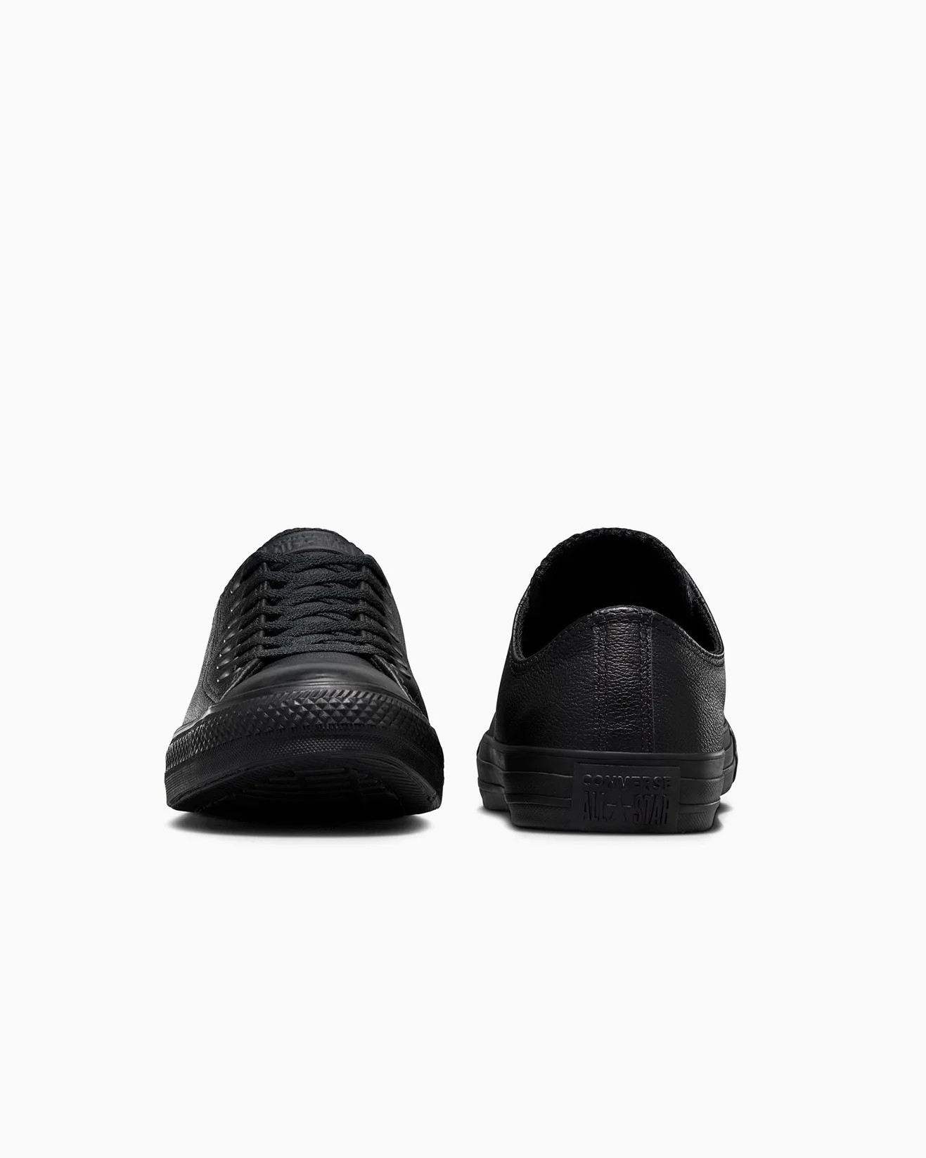 CONVERSE MENS ALL STAR LOW TOP LEATHER - BLACK MONO - Image 3