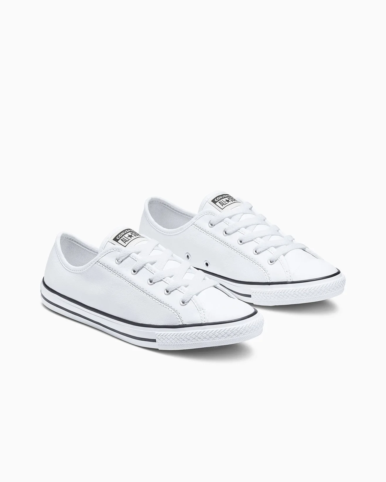 CONVERSE WOMENS ALL STAR DAINTY LOW TOP LEATHER - WHITE - Image 10