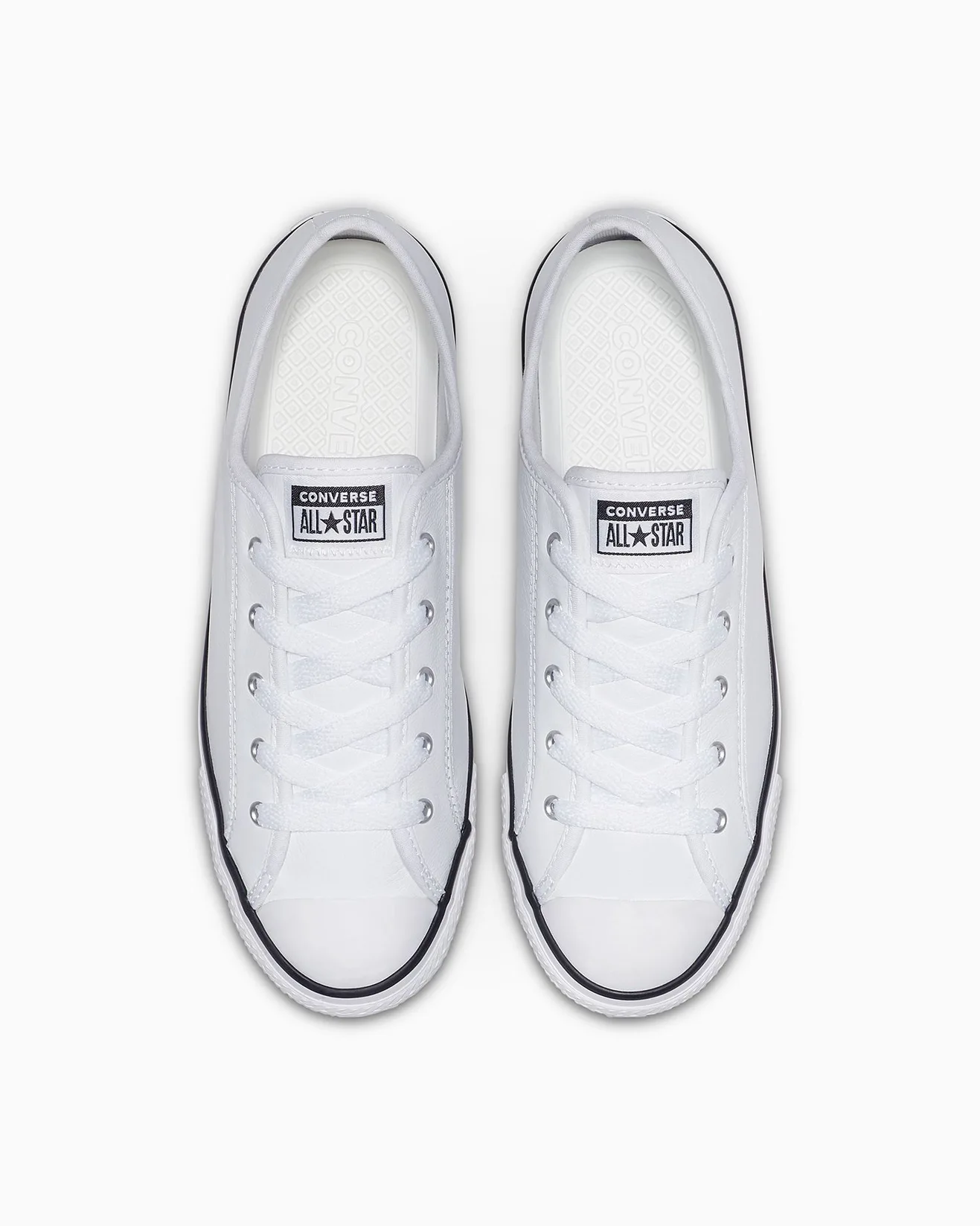 CONVERSE WOMENS ALL STAR DAINTY LOW TOP LEATHER - WHITE - Image 5
