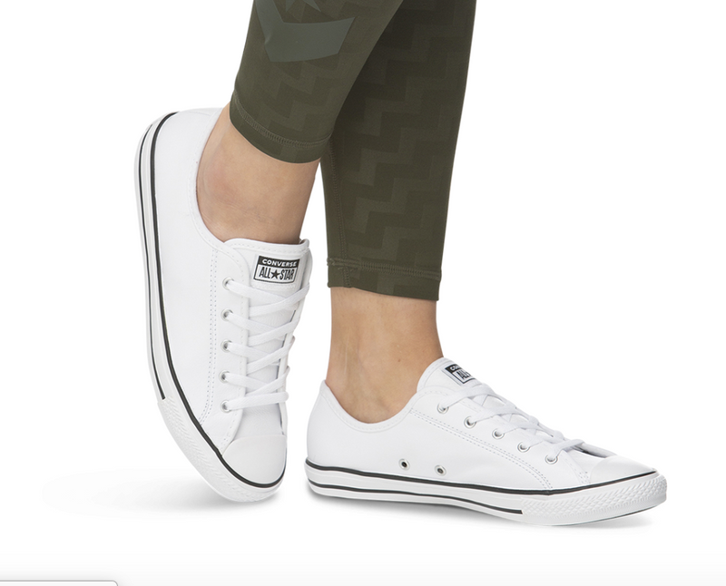 CONVERSE WOMENS ALL STAR DAINTY LOW TOP LEATHER - WHITE - Image 9