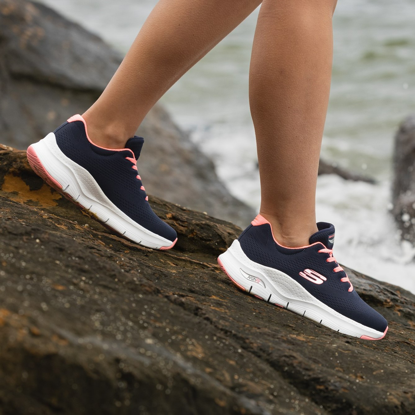 SKECHERS WOMENS ARCH FIT BIG APPEAL - NAVY CORAL - Image 7
