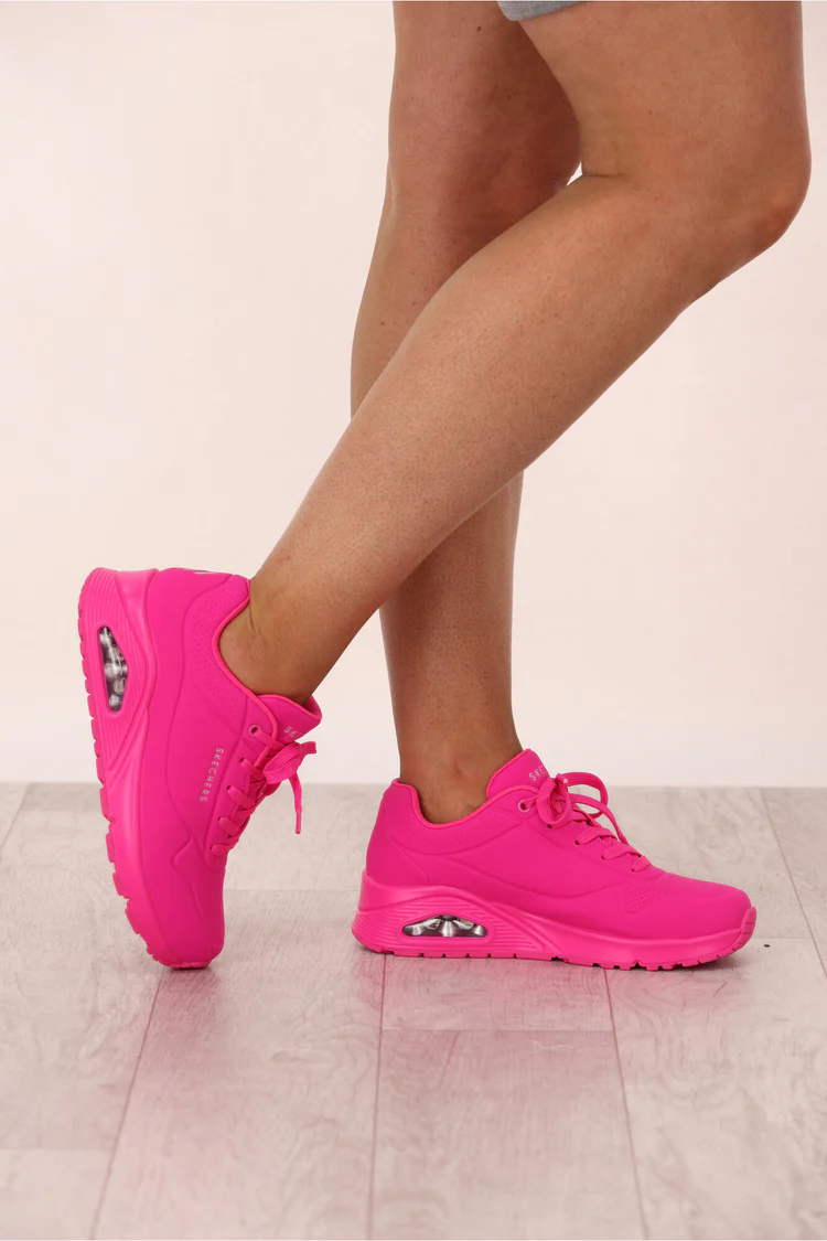 SKECHERS WOMENS UNO NIGHT SHADES - HOT PINK - Image 8