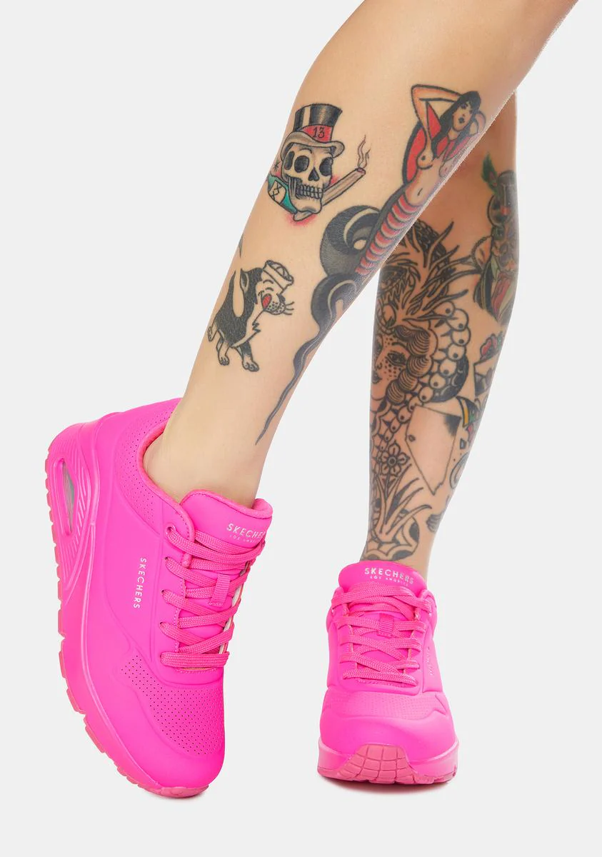 SKECHERS WOMENS UNO NIGHT SHADES - HOT PINK - Image 9