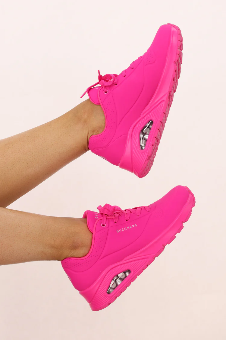 SKECHERS WOMENS UNO NIGHT SHADES - HOT PINK - Image 10