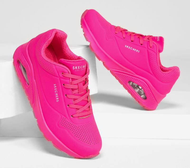 SKECHERS WOMENS UNO NIGHT SHADES - HOT PINK - Image 11