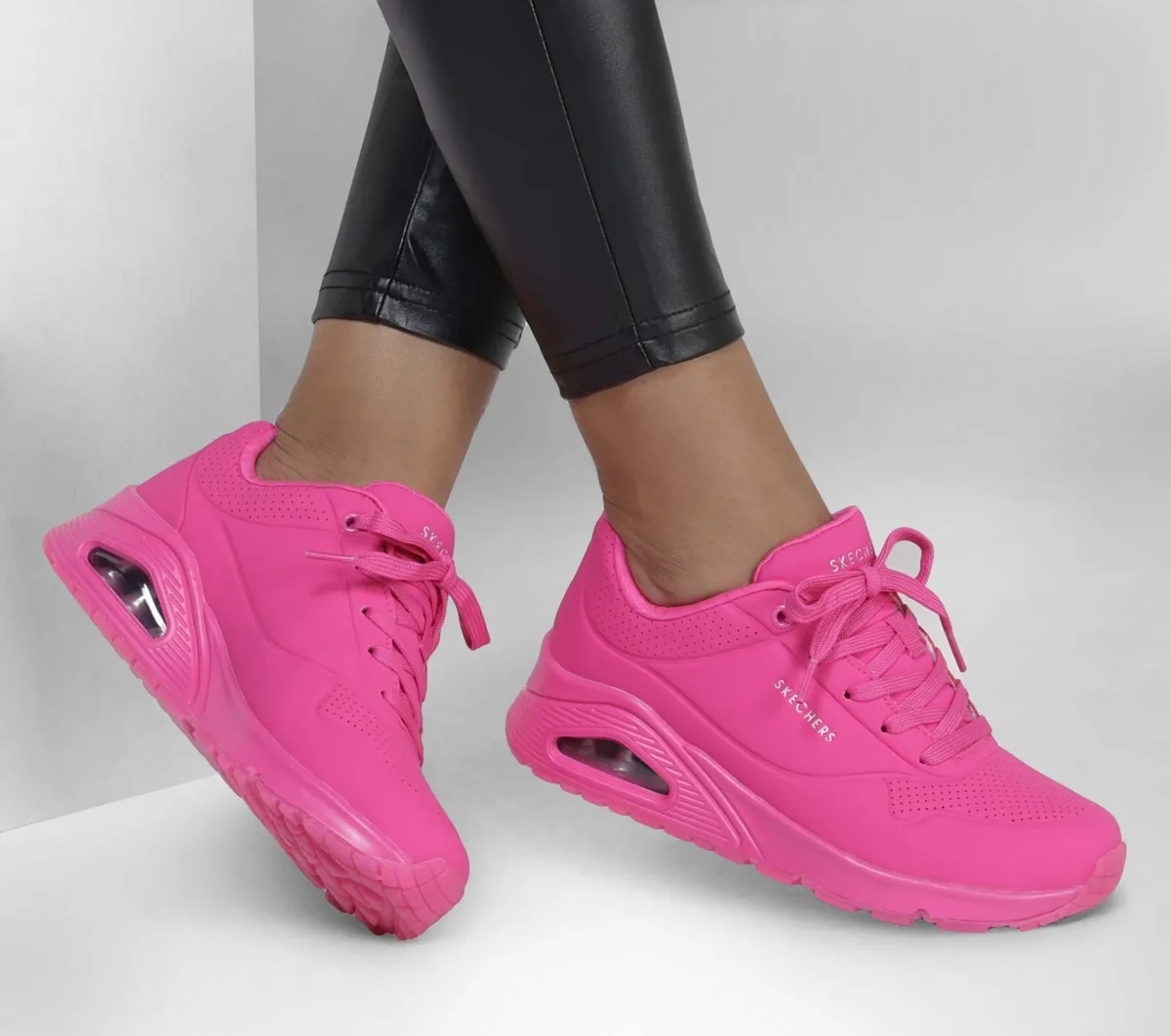 SKECHERS WOMENS UNO NIGHT SHADES - HOT PINK - Image 4