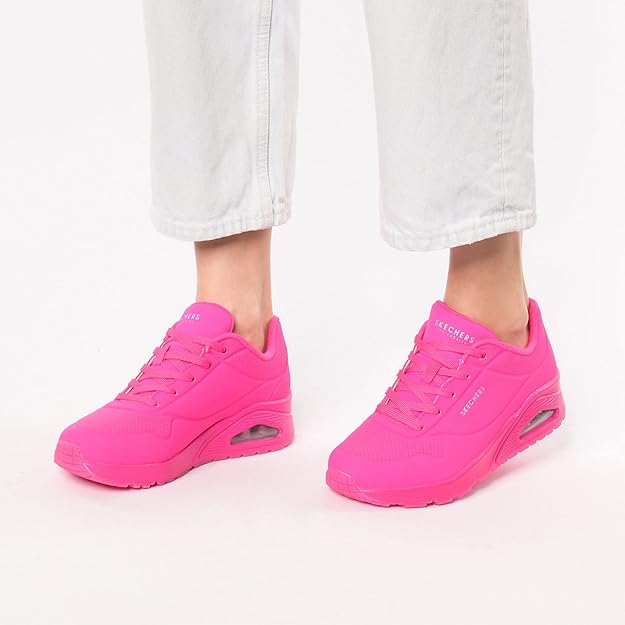 SKECHERS WOMENS UNO NIGHT SHADES - HOT PINK - Image 5