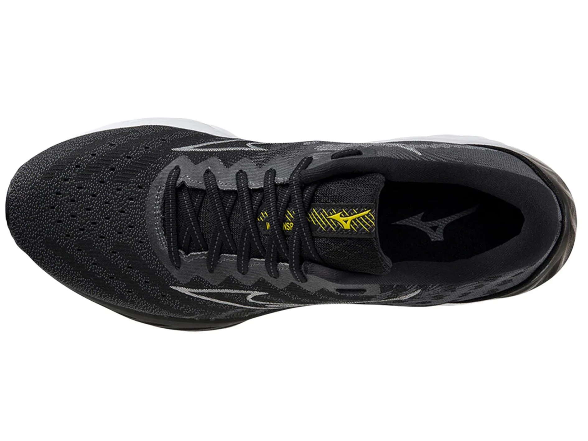 MIZUNO MENS WAVE INSPIRE 19 SSW - BLACK NIMBUS CLOUD BLAZING YELLOW - Image 3