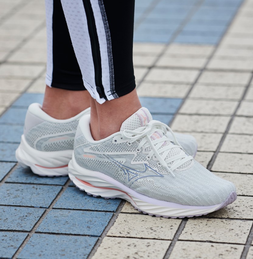 MIZUNO WOMENS WAVE RIDER 27 - SNOW WHITE SILVER BULLET THISTLE - Image 8