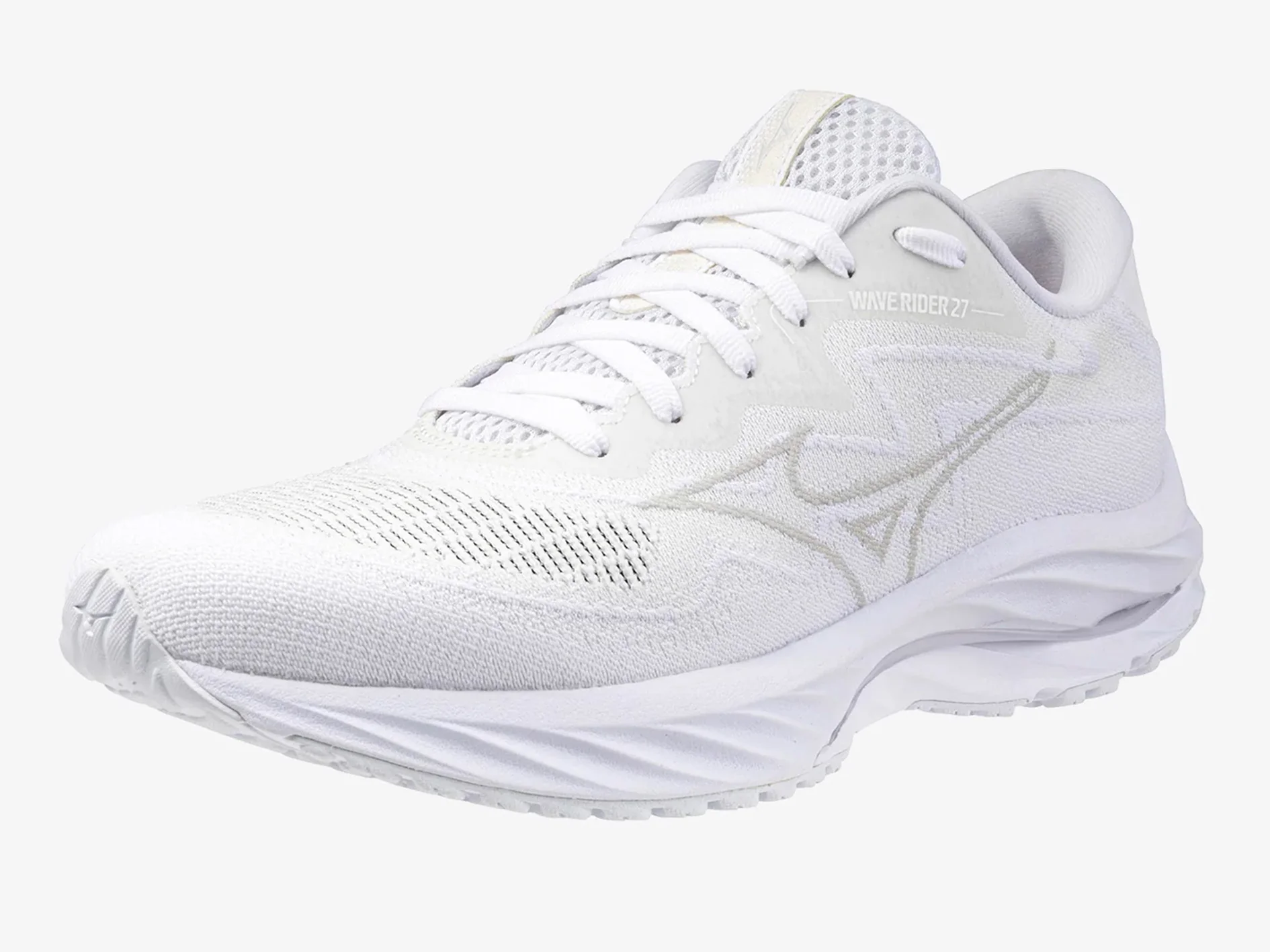 MIZUNO WOMENS WAVE RIDER 27 SSW - WHITE ULTIMATE GREY NIMBUS CLOUD - Image 2
