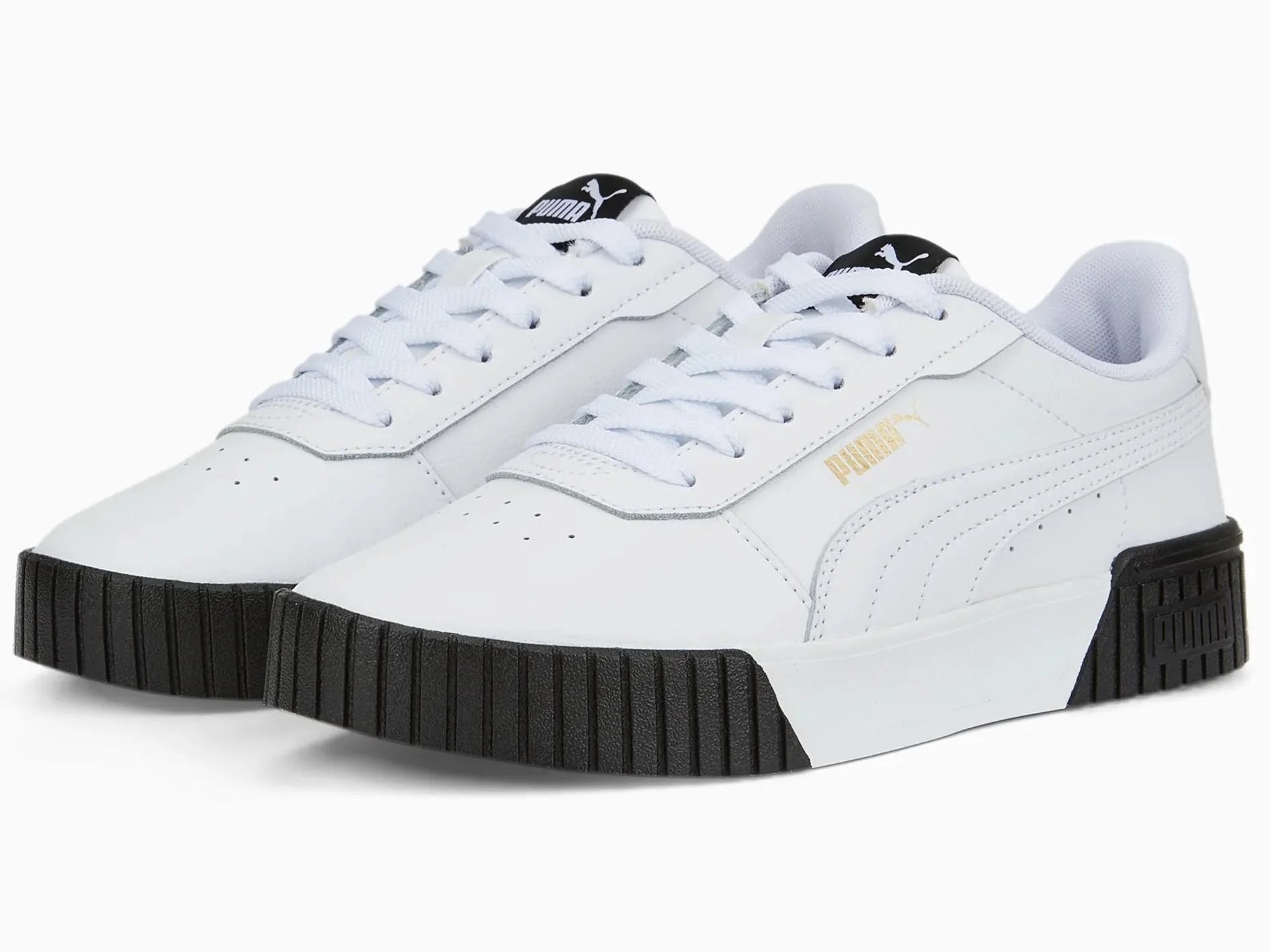 PUMA WOMENS CARINA 2.0 - WHITE PUMA TEAM GOLD BLACK - Image 2