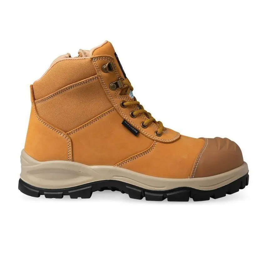 SKECHERS MENS LEATHER COMPOSITE TOE WORK BOOT - WHEAT