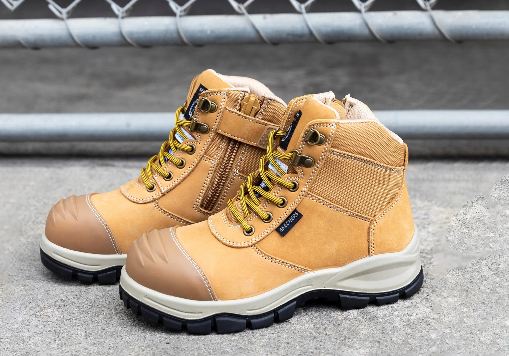 SKECHERS MENS LEATHER COMPOSITE TOE WORK BOOT - WHEAT - Image 3