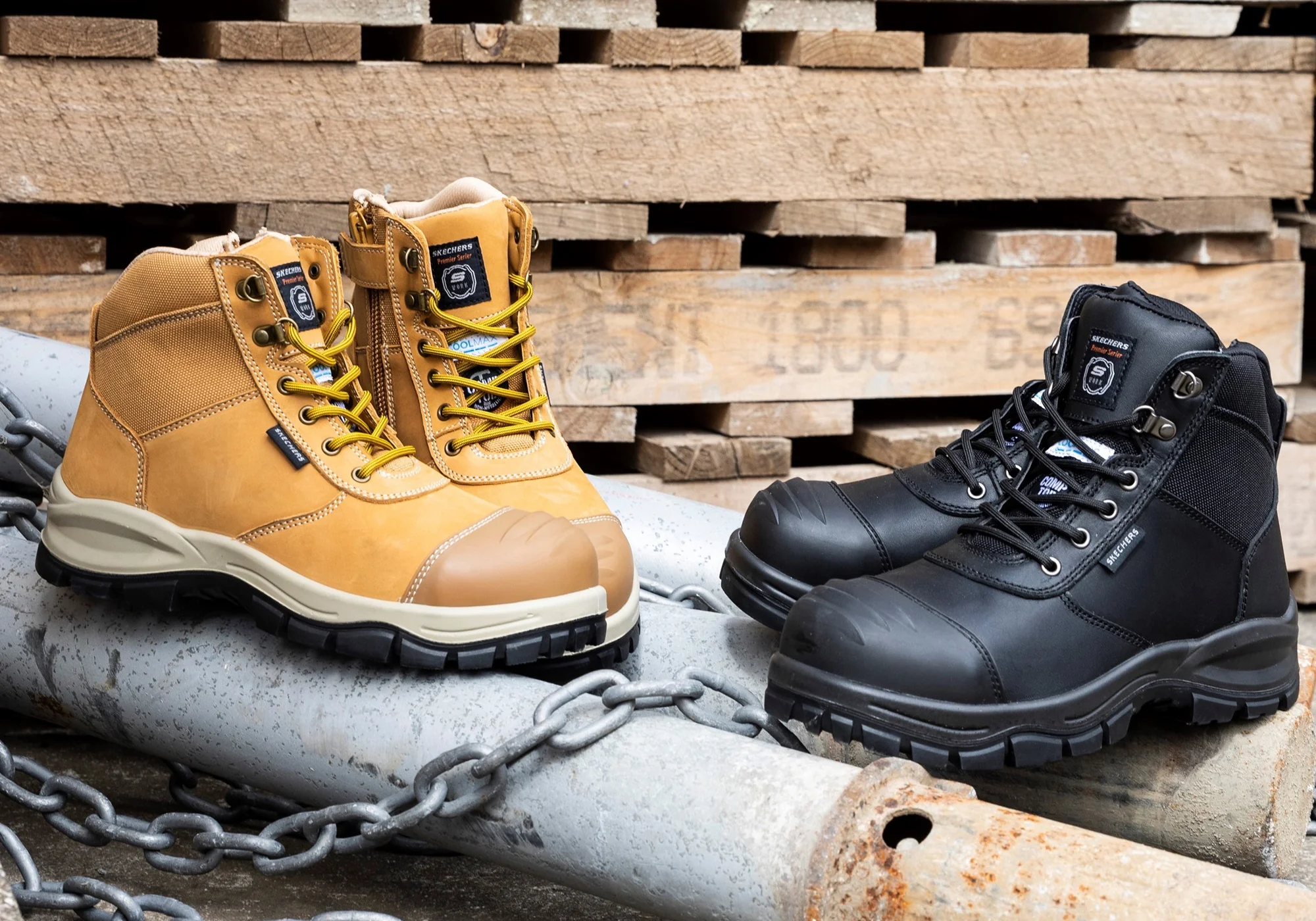 SKECHERS MENS LEATHER COMPOSITE TOE WORK BOOT - WHEAT - Image 9